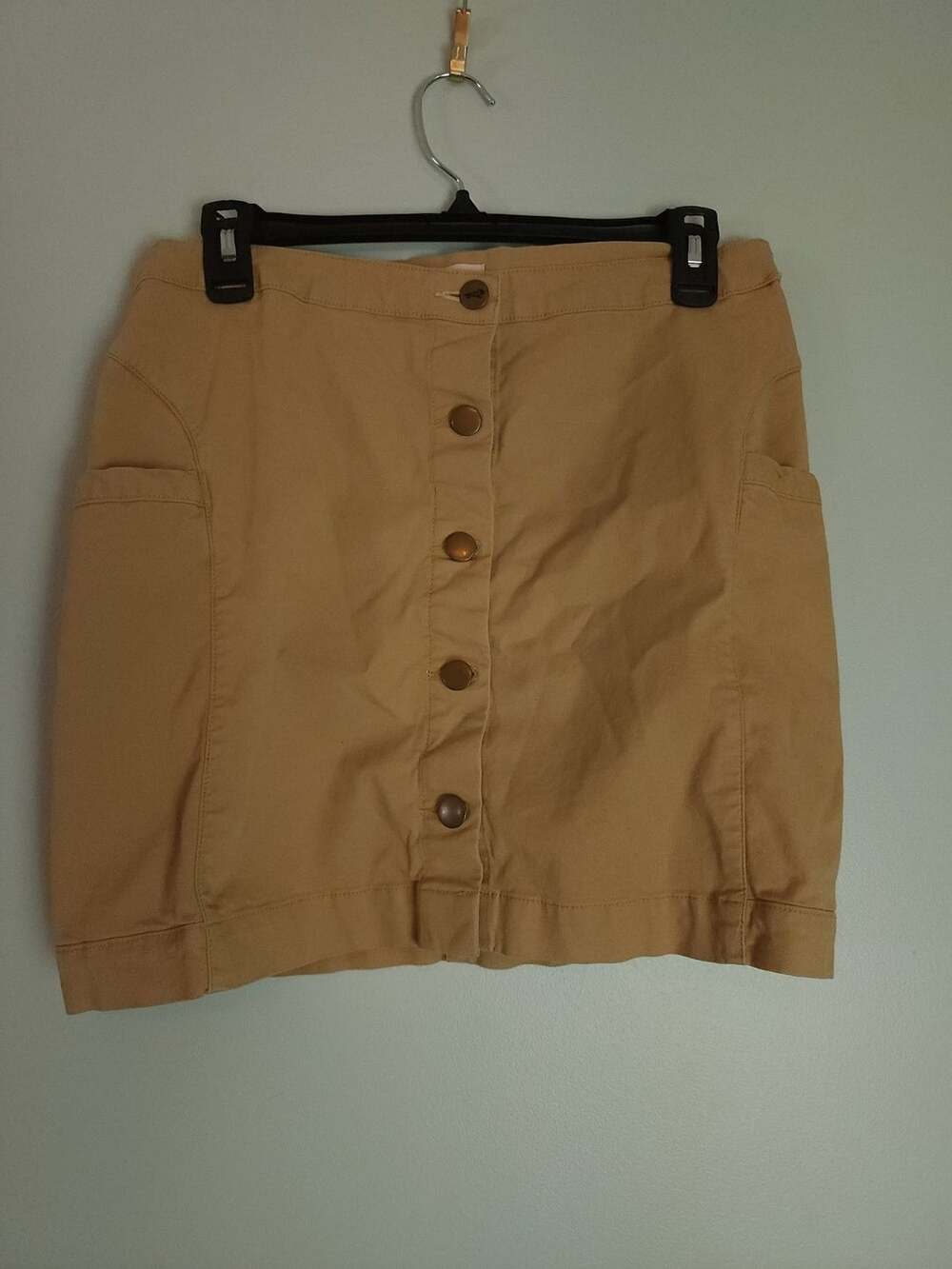 Casualchic Outdoorsy Toad&Co Women's Khaki Button-Front Utility Mini Skirt